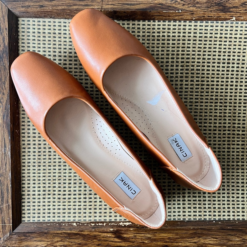 cognac block heels